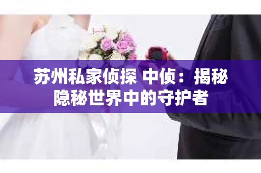 苏州私家侦探 中侦：揭秘隐秘世界中的守护者